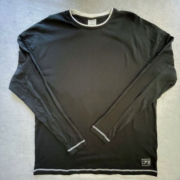 Gymshark Mens Shirt Black Crew Neck Recess Long Sleeve T-shirt Size L NEW - Picture 2 of 10